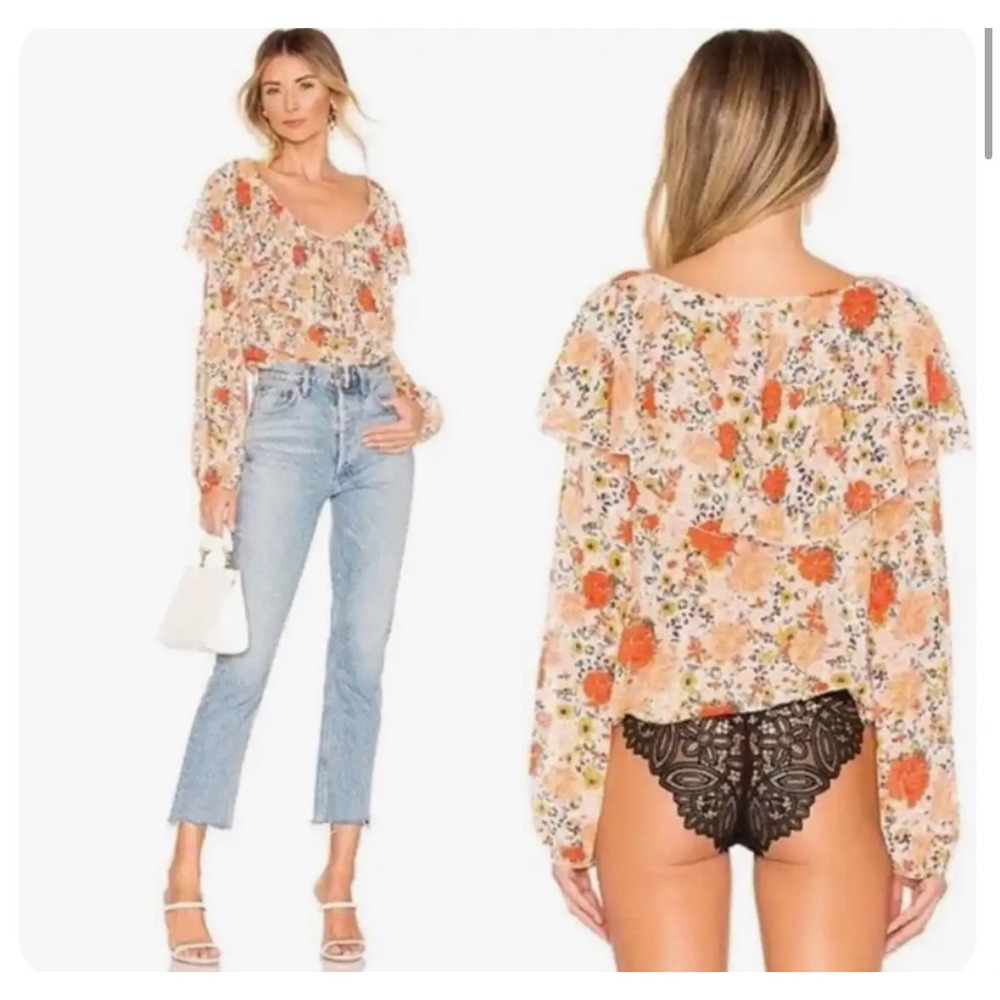 Intimately Free People Say It To Me Floral Ruffle Bodysuit Womens S Lace Cottage